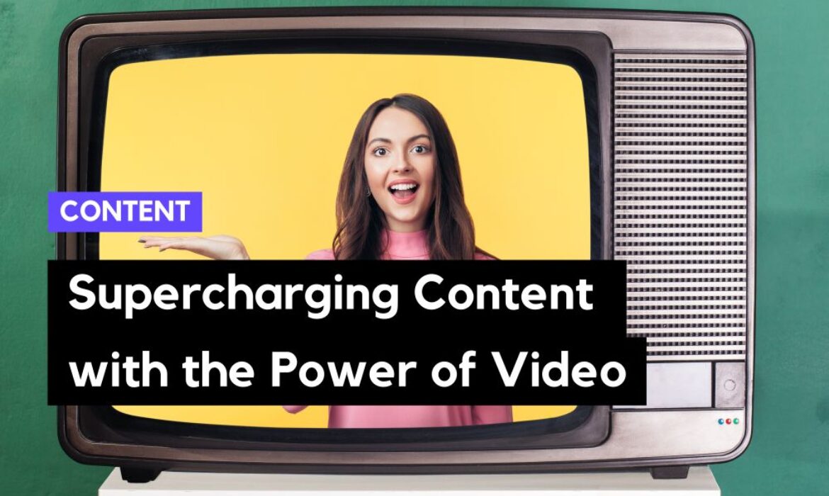Woman on retro TV screen – supercharge content by adding videos to blog posts
